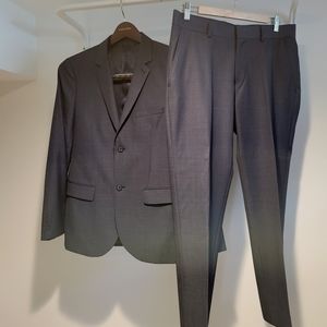 Steel grey/navy blue Topman slim fit suit
